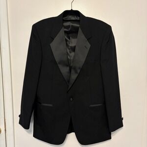 Neil Allyn Formal Collection 100% Wool Tuxedo Satin Accents 42L Jacket 33R Pants